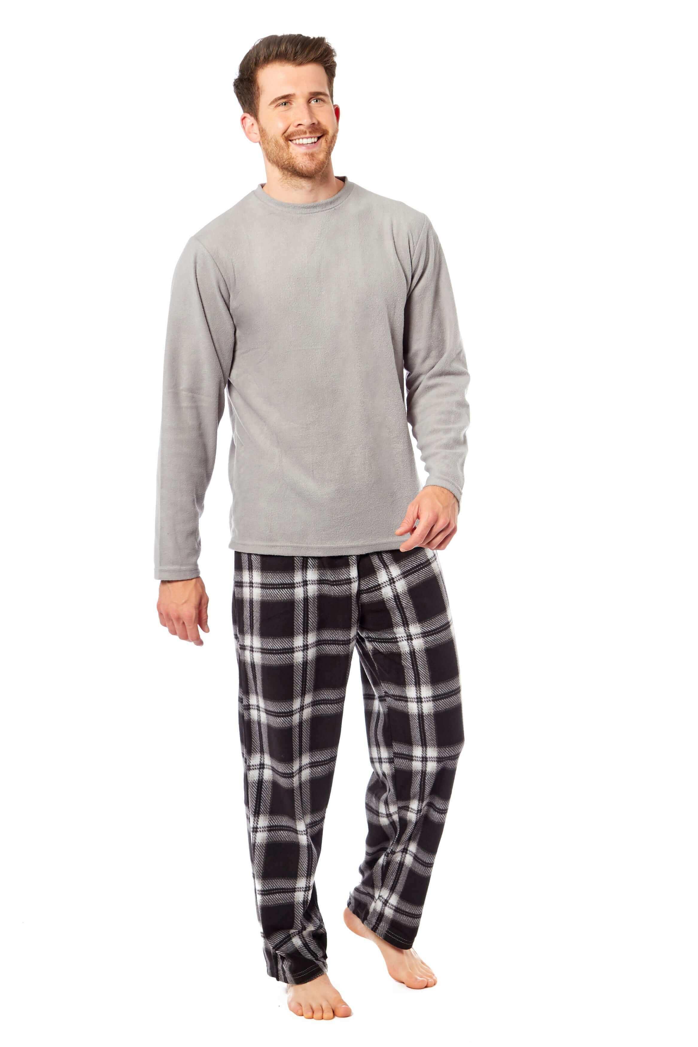 men-s-thermal-fleece-pyjama-set-with-stylish-check-pants-soft-warm-loungewear-pjs-for-winter-perfect-for-sleeping-and-lounging-in-various-sizes-by-daisy-dreamer-pyjamas-1176514032 - Bobobiy
