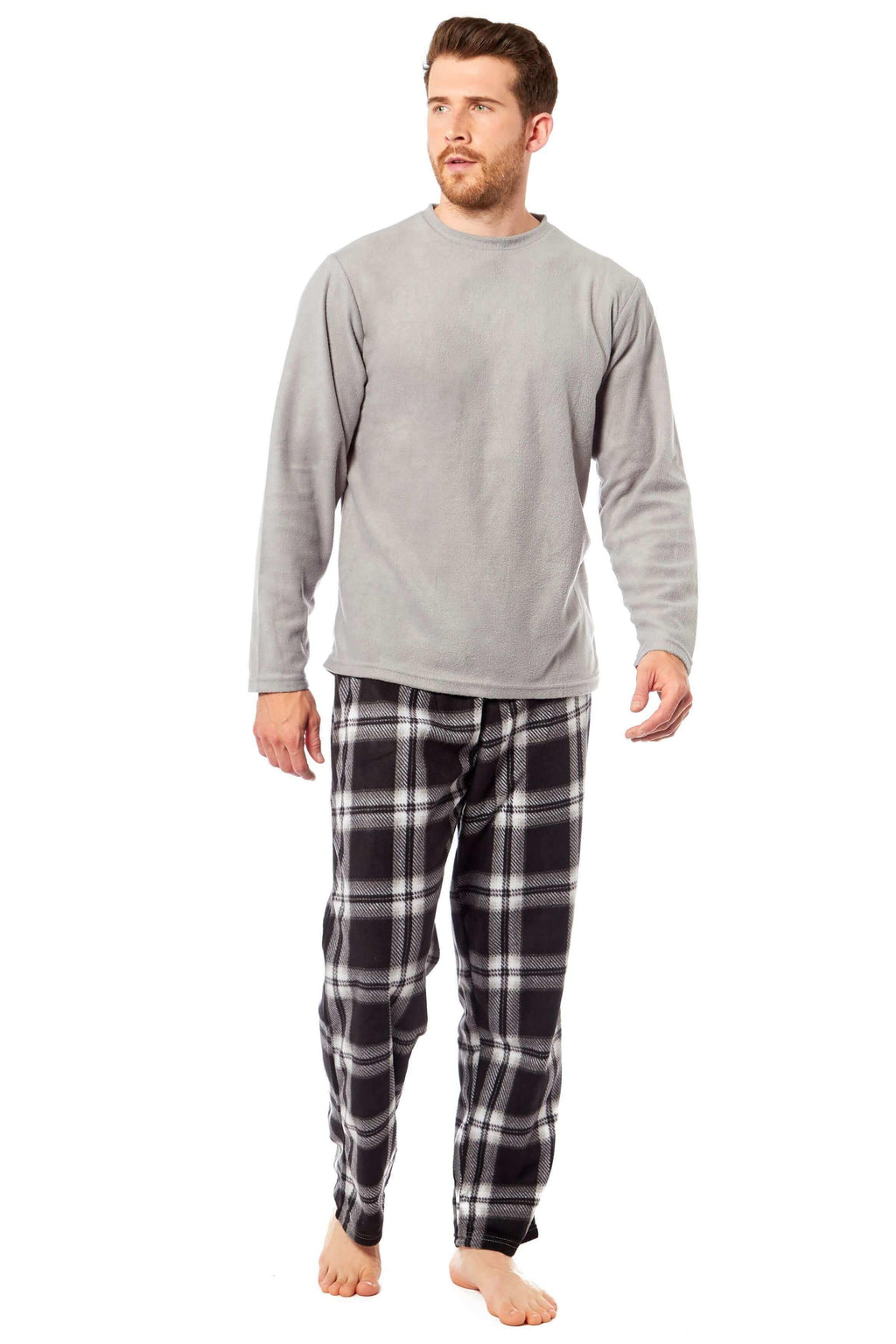 men-s-thermal-fleece-pyjama-set-with-stylish-check-pants-soft-warm-loungewear-pjs-for-winter-perfect-for-sleeping-and-lounging-in-various-sizes-by-daisy-dreamer-pyjamas-1176514033 - Bobobiy