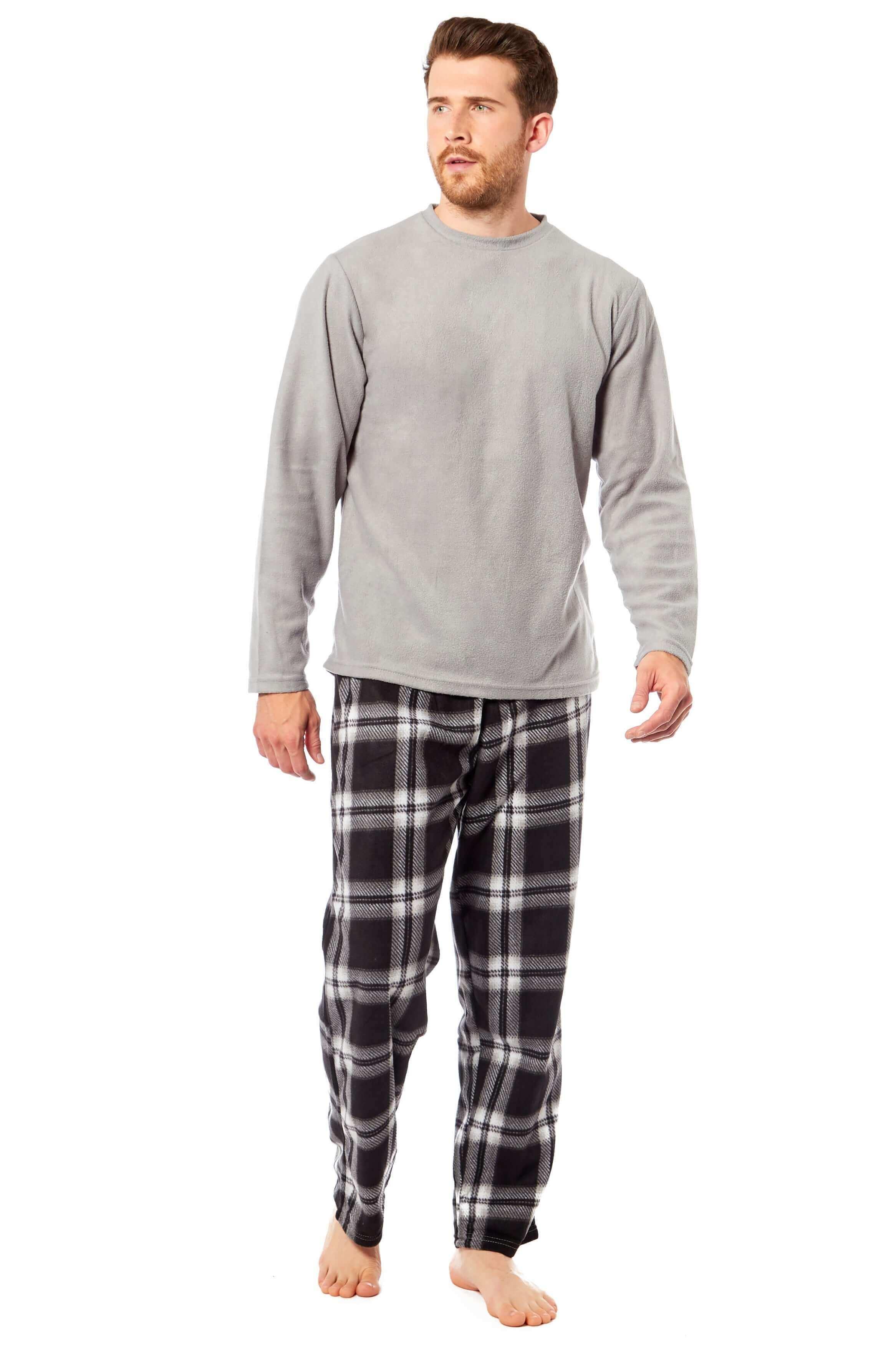 men-s-thermal-fleece-pyjama-set-with-stylish-check-pants-soft-warm-loungewear-pjs-for-winter-perfect-for-sleeping-and-lounging-in-various-sizes-by-daisy-dreamer-pyjamas-1176514033 - Bobobiy