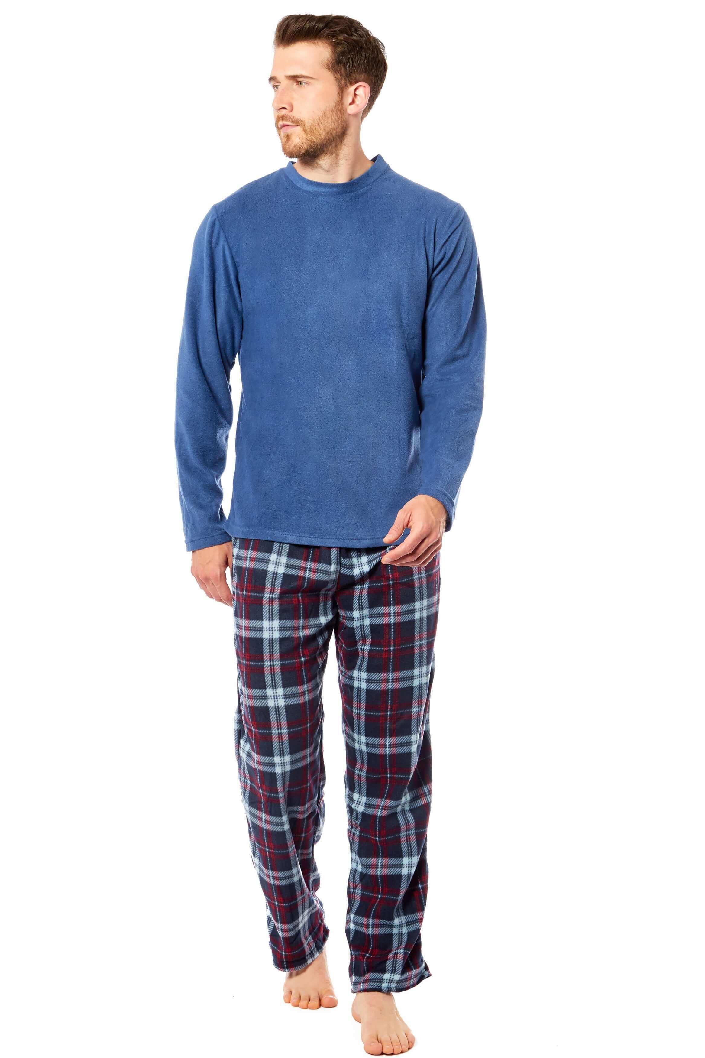 men-s-thermal-fleece-pyjama-set-with-stylish-check-pants-soft-warm-loungewear-pjs-for-winter-perfect-for-sleeping-and-lounging-in-various-sizes-by-daisy-dreamer-pyjamas-1176514037 - Bobobiy