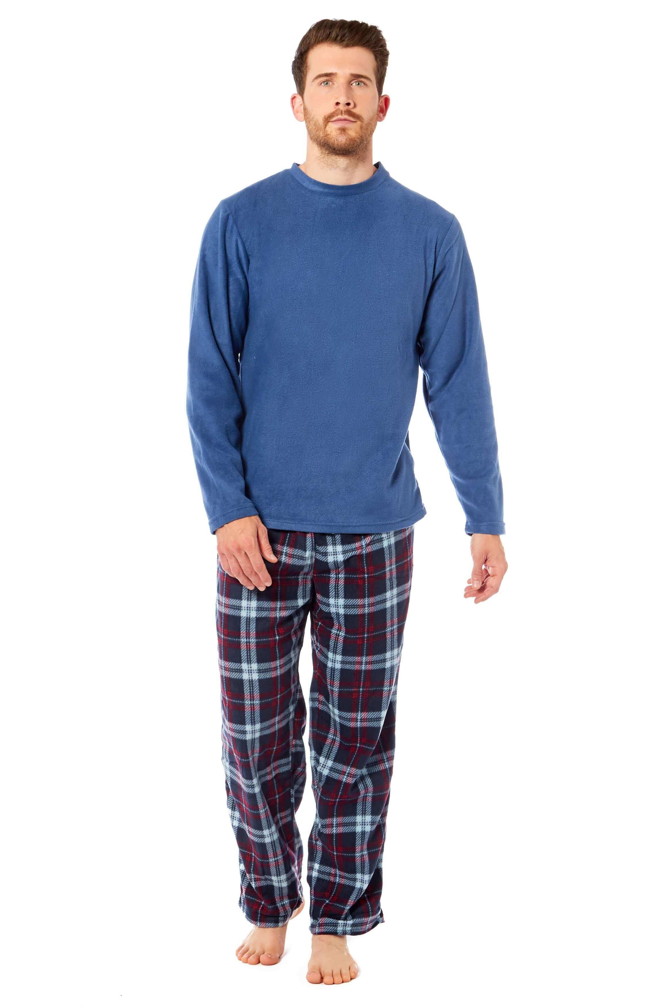 men-s-thermal-fleece-pyjama-set-with-stylish-check-pants-soft-warm-loungewear-pjs-for-winter-perfect-for-sleeping-and-lounging-in-various-sizes-by-daisy-dreamer-pyjamas-1176514040 - Bobobiy