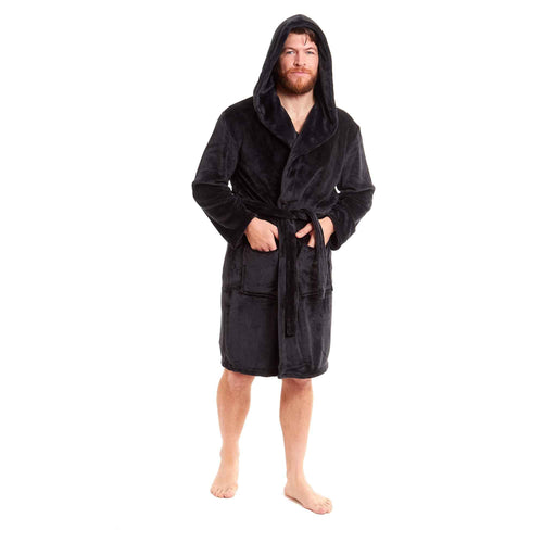 men-s-ultra-soft-hooded-flannel-fleece-bathrobe-warm-plush-dressing-gown-for-home-spa-gym-hotel-by-daisy-dreamer-medium-black-robe-1184087882 - Bobobiy