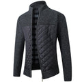 Men Stand Collar Quilted Zipper Jacket