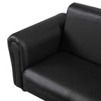 Black kids sofa bed corner view with rounded armrest and seat cushioning