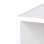 White shelf edge and side panel detail for a wall-mounted coat storage rack
