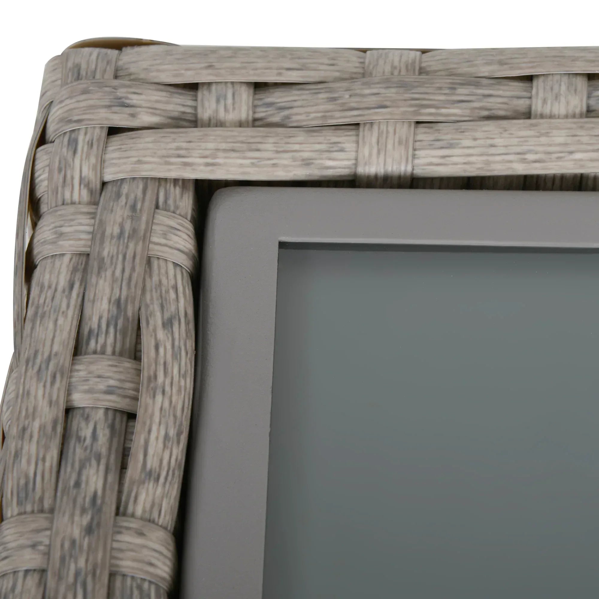 4 Pieces Rattan Garden Furniture Set, 4 Seater Garden Sofa Set with Storage Box, Loveseats and Glass Top Table, Wicker Outdoor Conservatory Furniture with Cushions for Outdoor, Patio, Grey - Bobobiy