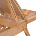Wooden easel side supports with brass hardware and adjustable board mechanism