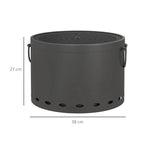 Dark grey 38 cm fire pit with round mesh top and vented base
