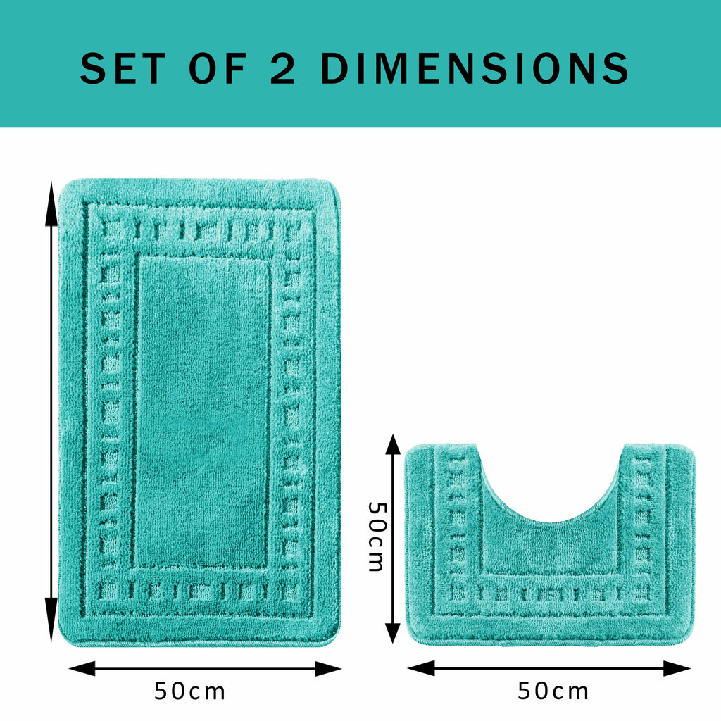 Miami 2 Piece Duck Egg Bath Mat & Pedestal Set Non-Slip Soft & Absorbent Bathroom Mat Set for Comfort & Safety