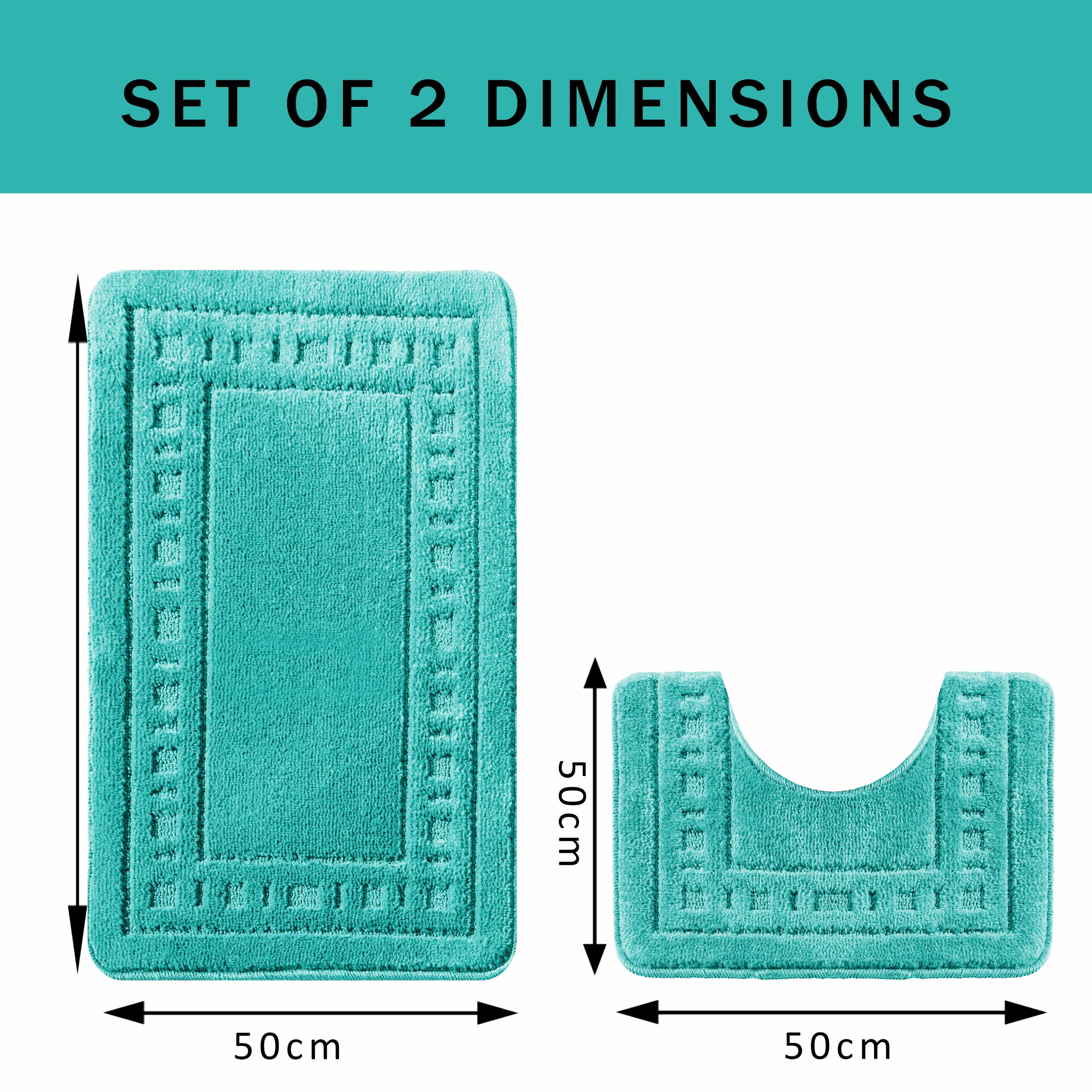 Miami 2 Piece Duck Egg Bath Mat & Pedestal Set Non-Slip Soft & Absorbent Bathroom Mat Set for Comfort & Safety