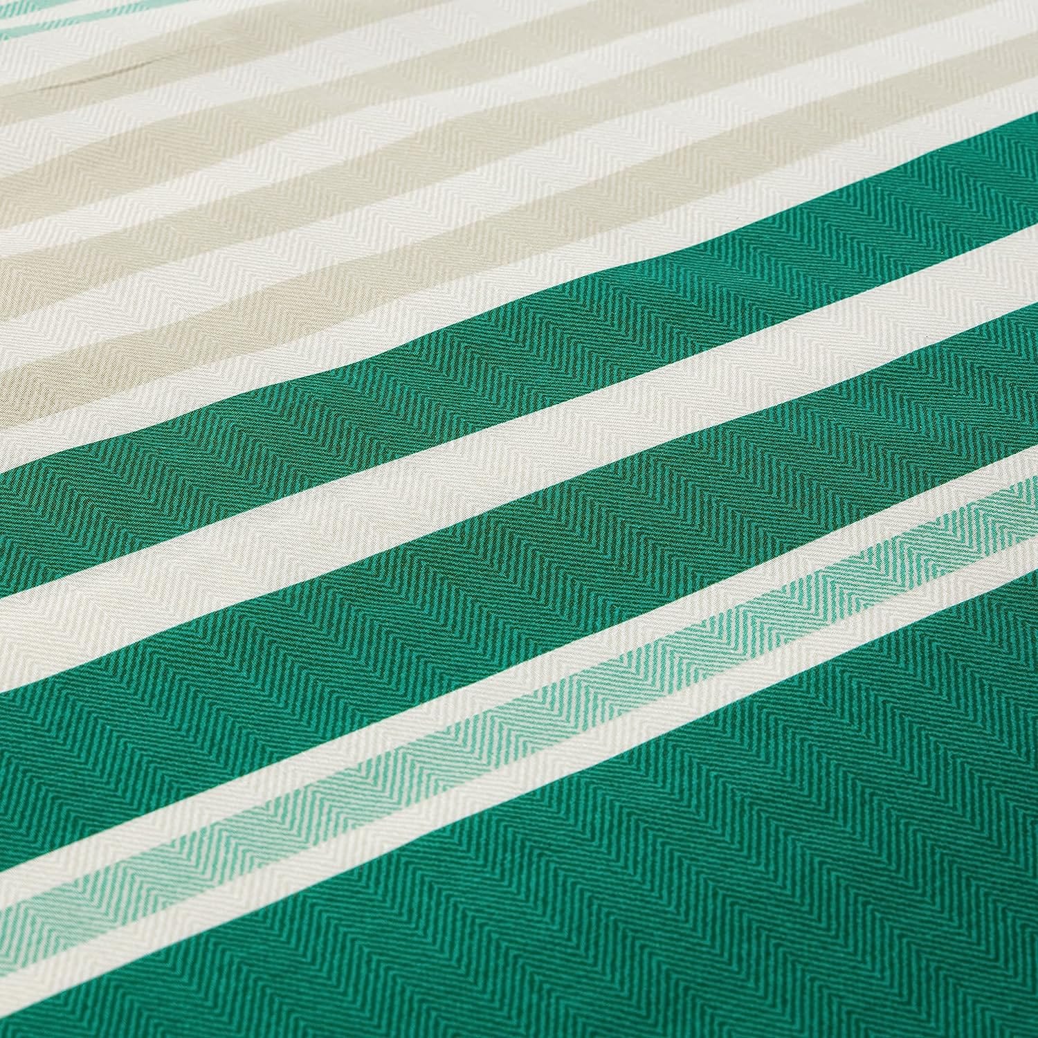 Miami Stripes Reversible Duvet Cover Set Hypoallergenic High-Quality Cotton Blend Bedding Available in Grey Natural Green Multiple Sizes