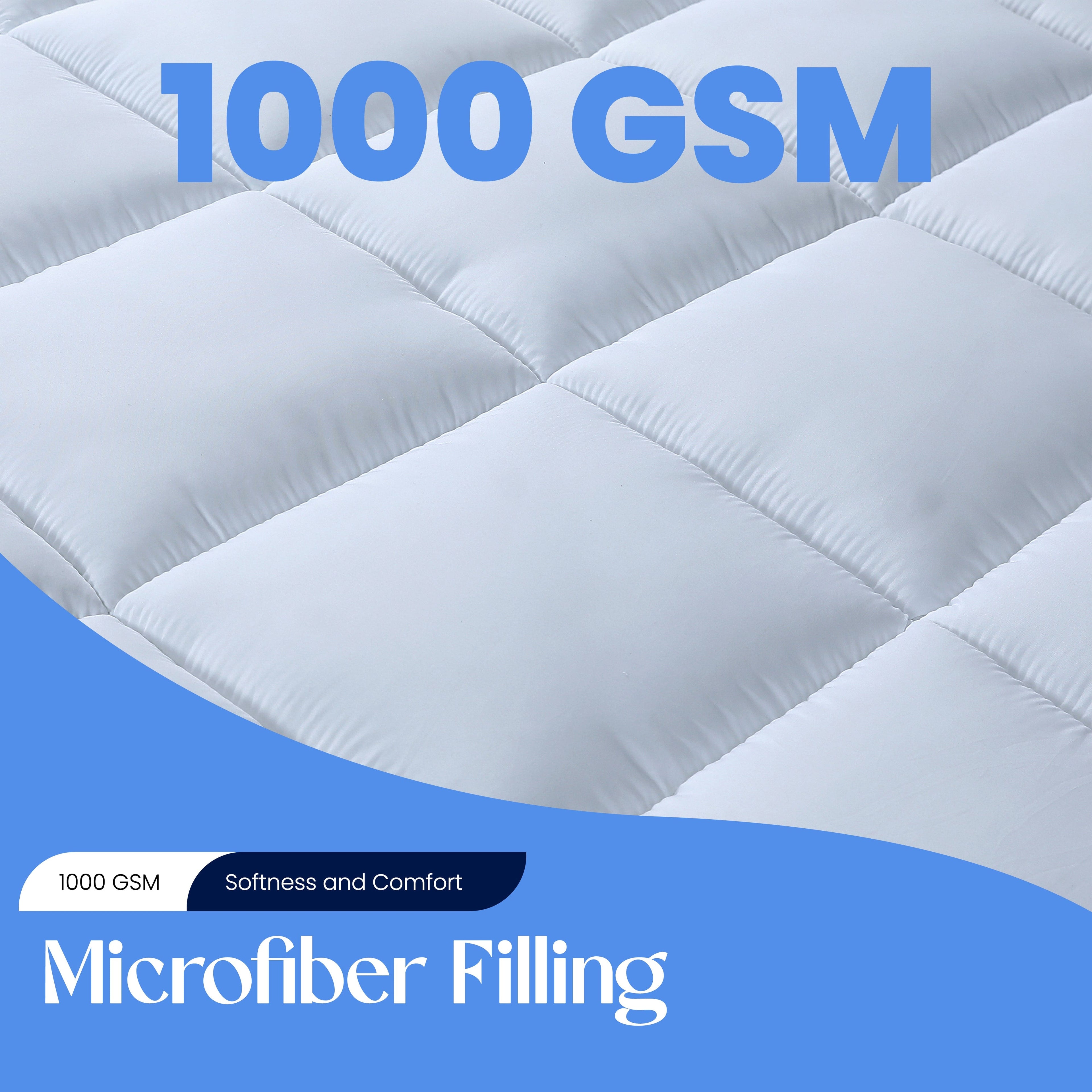 Microfibre Mattress Topper Heavy Fill Extra Deep Super Soft Anti-Allergy Bed Topper for Ultimate Comfort