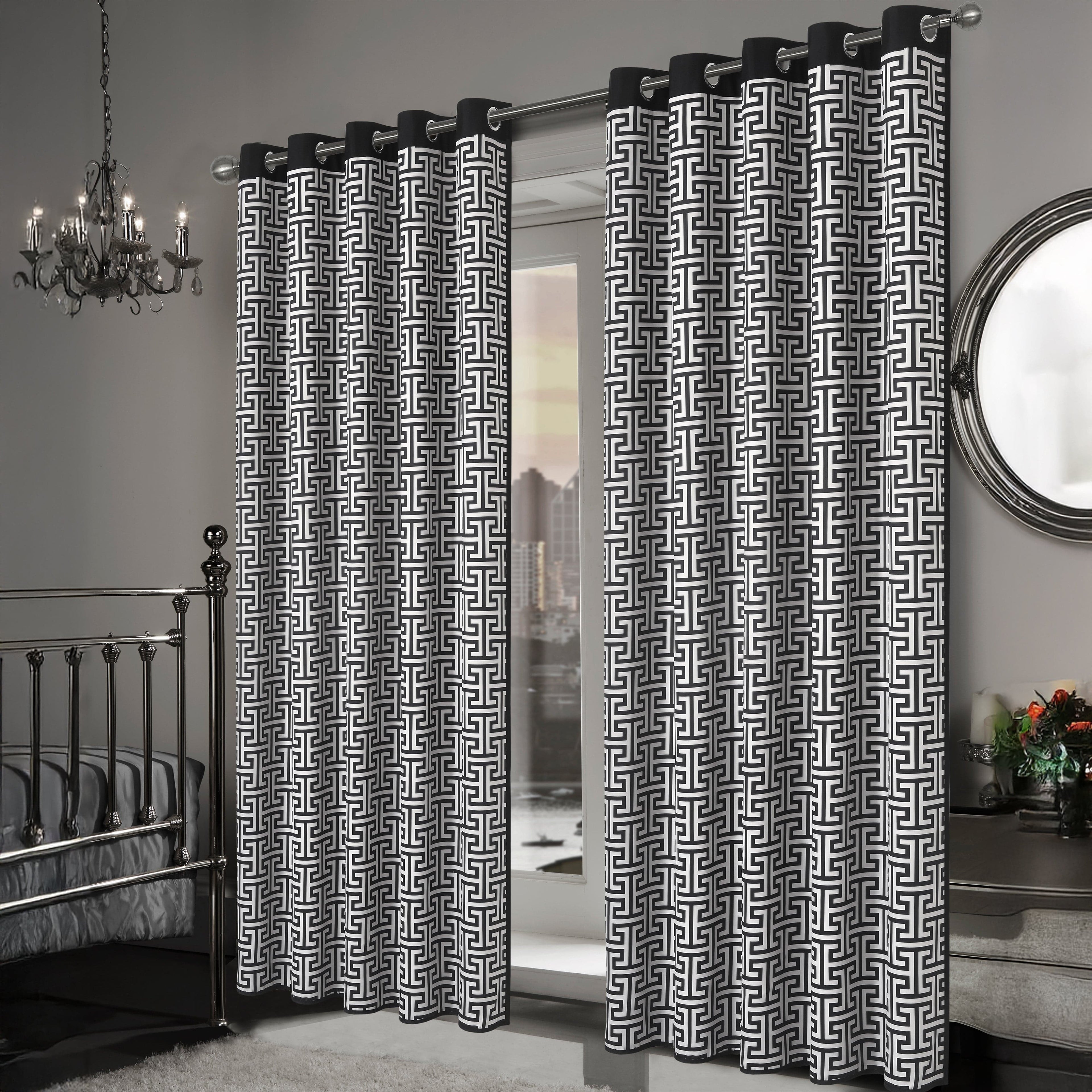 Milano Geometric Blackout Curtains Thermal Insulated Eyelet Pair Light-Blocking Window Drapes for Stylish Home Decor