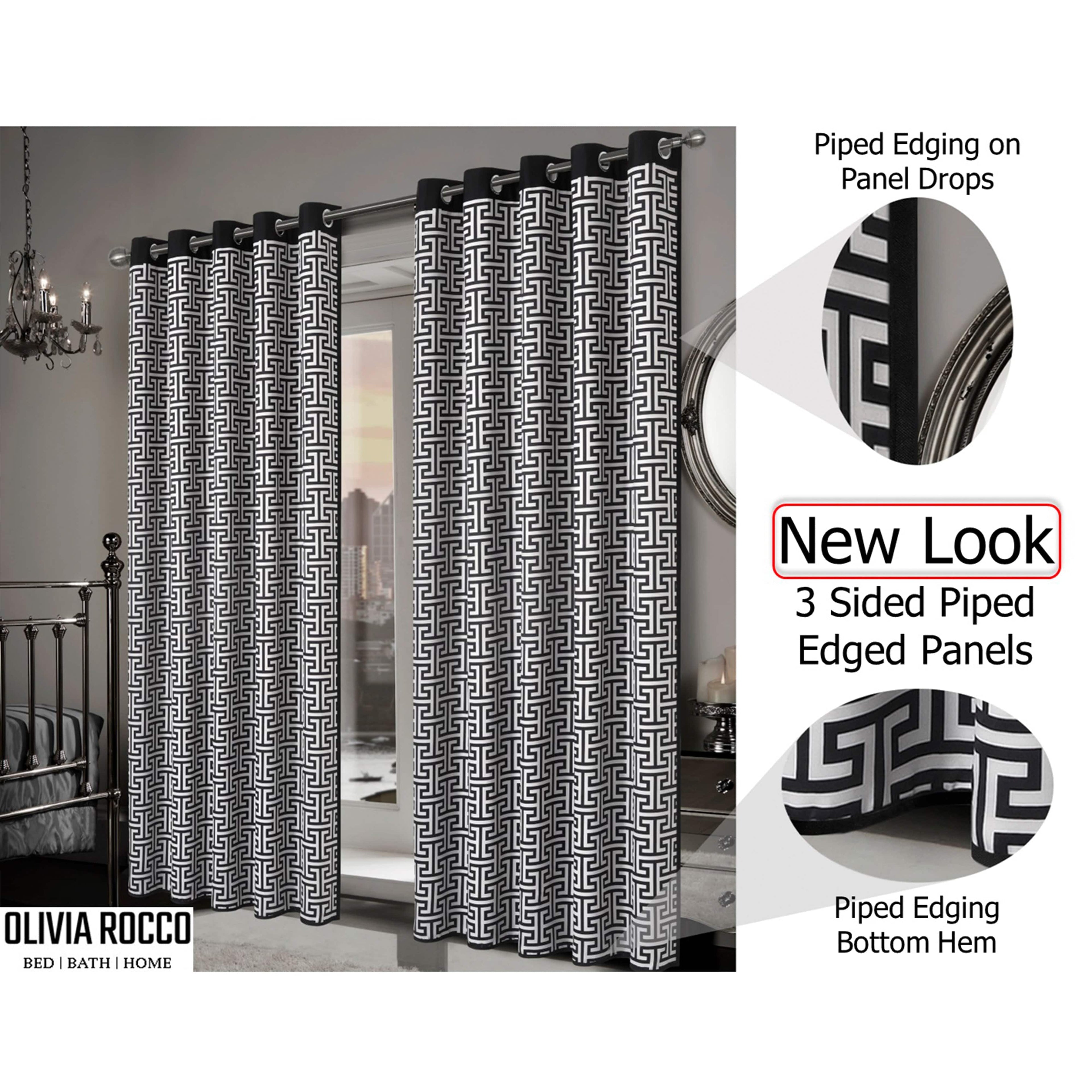 Milano Geometric Blackout Curtains Thermal Insulated Eyelet Pair Light-Blocking Window Drapes for Stylish Home Decor