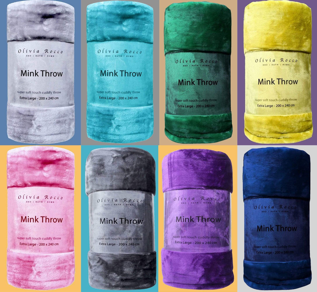 Mink Faux Fur Velvet Touch Extra Large Luxury Throw Blanket Soft Warm and Calming Colours for Bed & Sofa