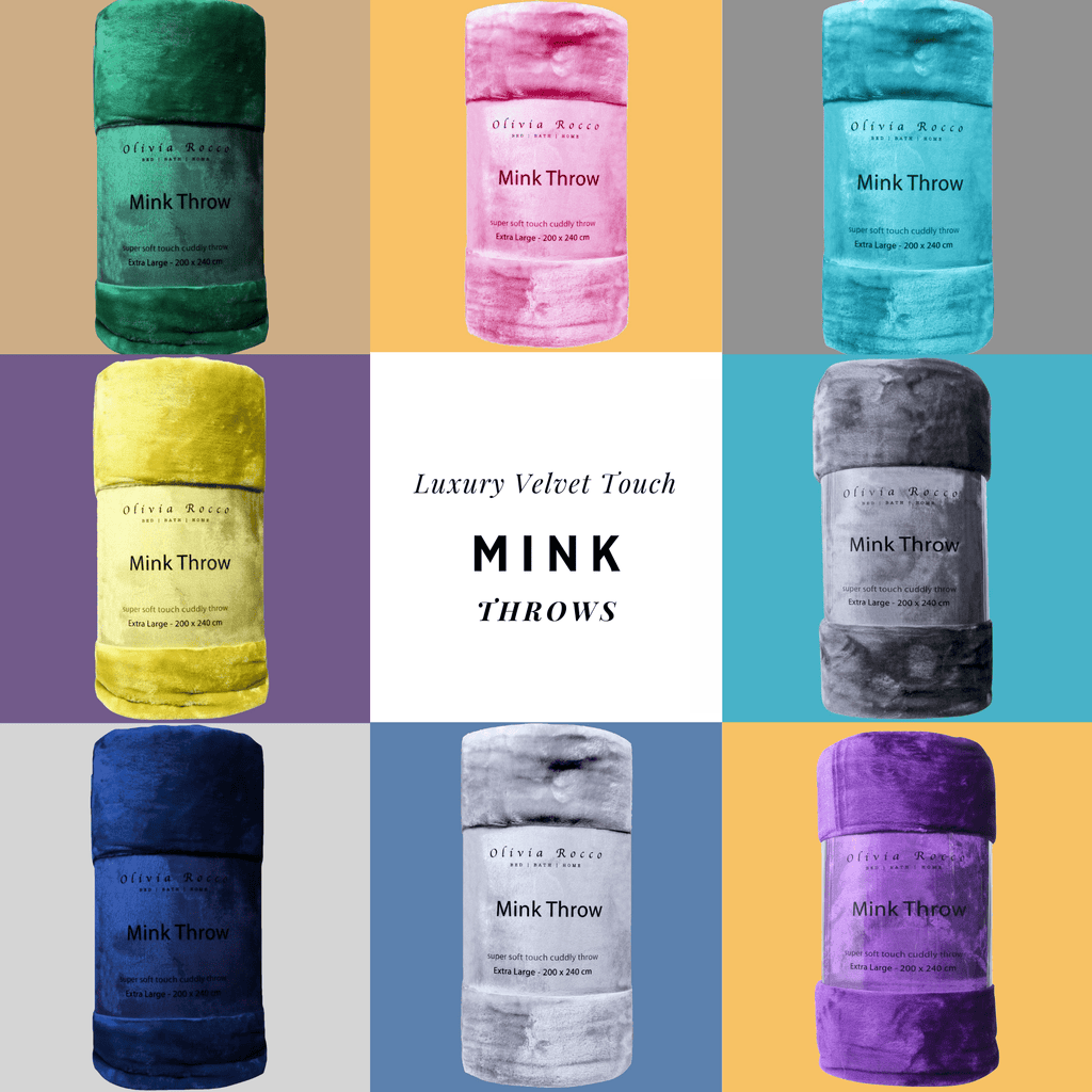 Mink Faux Fur Velvet Touch Extra Large Luxury Throw Blanket Soft Warm and Calming Colours for Bed & Sofa