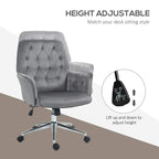 Dark grey upholstered swivel chair with armrests and height adjustment mechanism