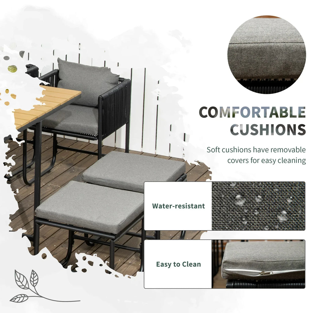 10 Seater Rattan Cube Garden Furniture Set, Rattan Dining Set with Cushions, Outdoor Dining Table and Chairs with 6 Armchairs, 4 Stools, Rectangular Wood Grain Plastic Top Table, Black - Bobobiy