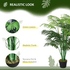 Artificial palm tree with realistic-looking green fronds in a black nursery pot