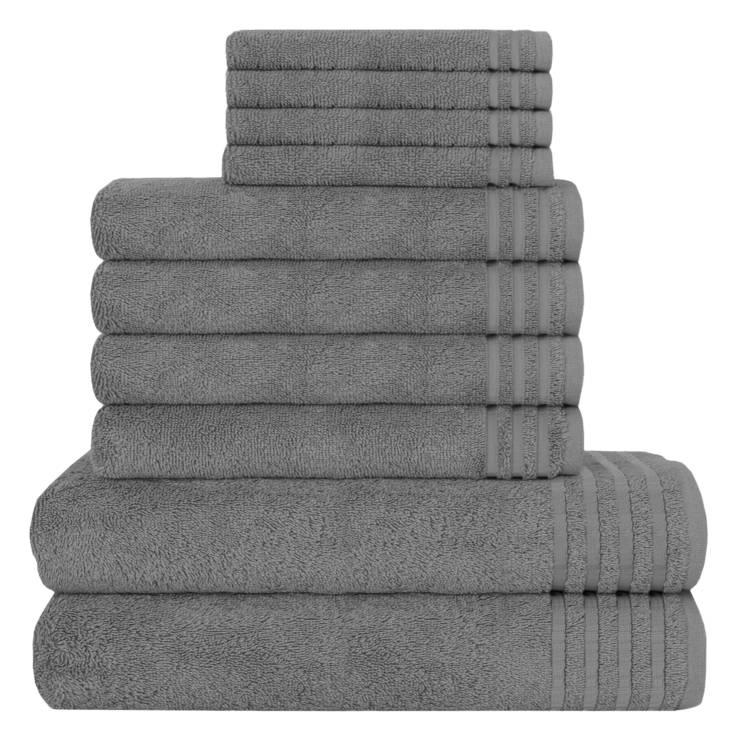 10 Piece Monaco Luxury Egyptian Cotton Towel Set 500 GSM with 4 Face Towels 4 Hand Towels 2 Bath Towels for Bathroom