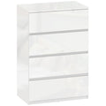 High Gloss Chest of Drawers, 4-Drawer Storage Cabinets, Modern Dresser for Bedroom, White - Bobobiy
