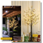 Artificial gypsophila blossom light tree with warm white LEDs, brown trunk