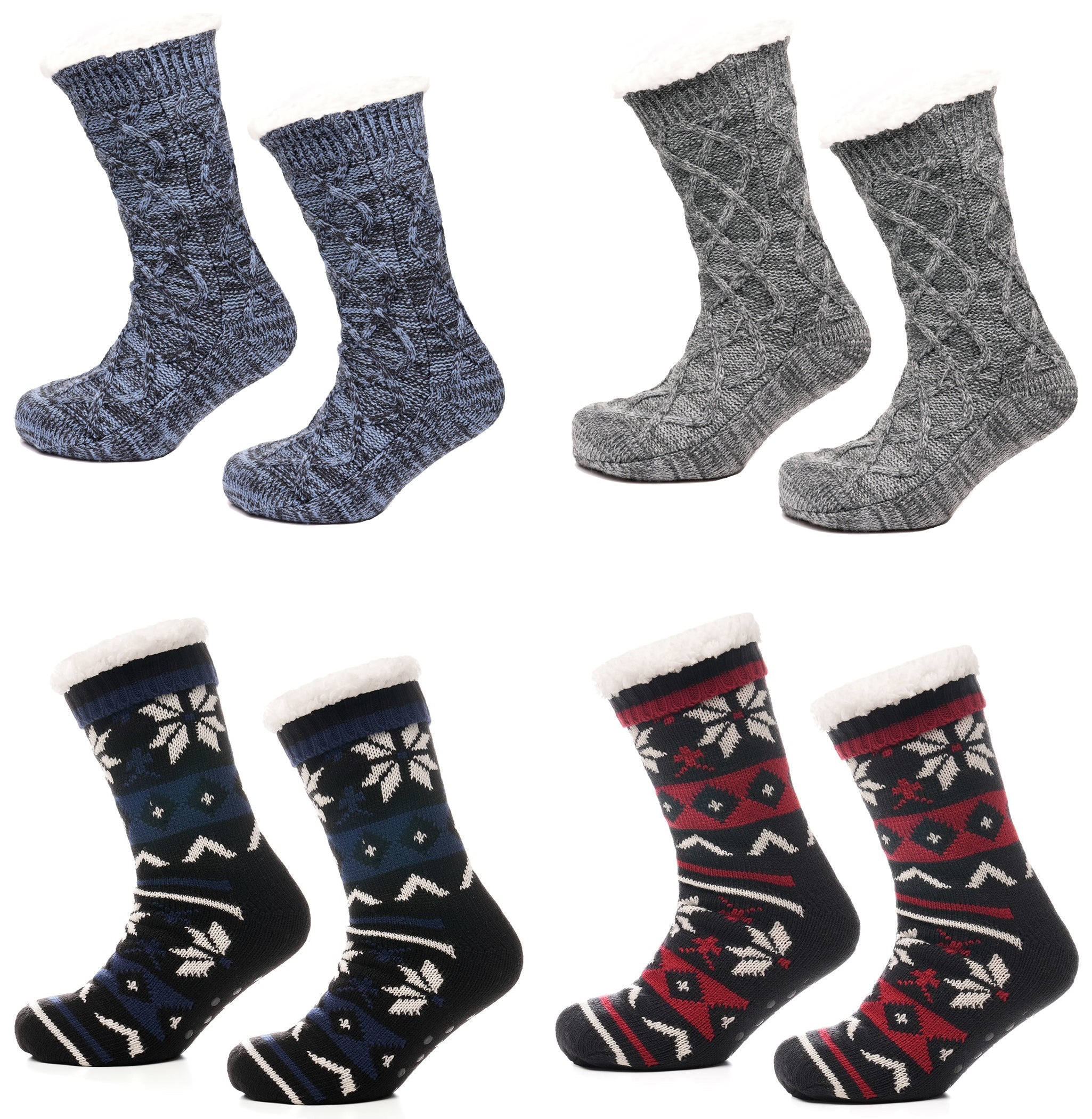 Tom Franks 1 Pair Chunky Knit Sherpa Slipper Socks