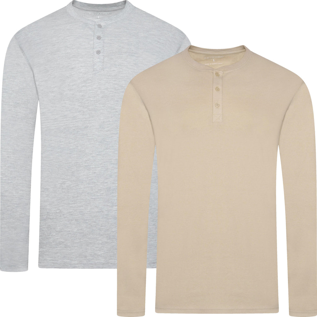Henley Waffle Knit Long Sleeve Top