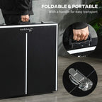 Black folding ping pong table with handle for easy transport