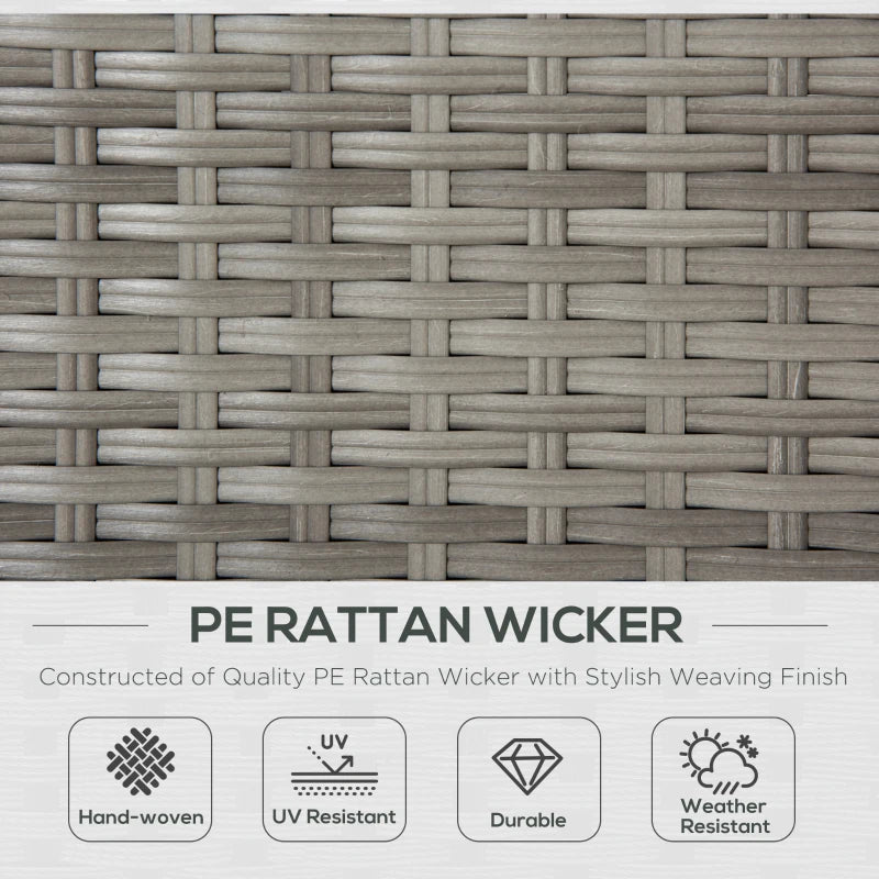 Grey PE rattan wicker weave texture close-up