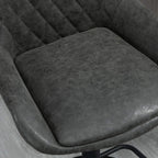 Dark grey upholstered bar stool seat cushion with quilted diamond tufting