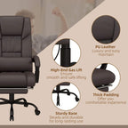 Brown PU leather massage office chair with gas lift base and thick padded seat