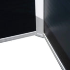 Raised garden bed lower corner and seam detail, black panel with white frame