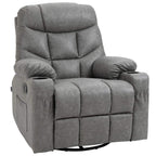 Light grey faux leather recliner armchair with padded arms and backrest