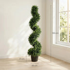 Set of 2 deep green artificial cypress trees, 120 cm tall, in black pots