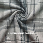 Linen-look plaid upholstery fabric in blue-gray tones