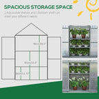 Grey cold frame greenhouse with adjustable shelving storage space for plants