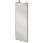 Rectangular full-length wall mirror with gold-tone frame, thin profile.