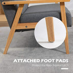 Dark grey sofa with rubberwood legs and attached foot pads