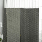 Grey room divider close-up showing woven panel texture and folded seam