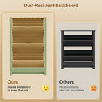 Green shoe cabinet with dust-resistant backboard, rear panel shown