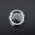 Round grill thermometer gauge with metal bezel and Celsius/Fahrenheit scale