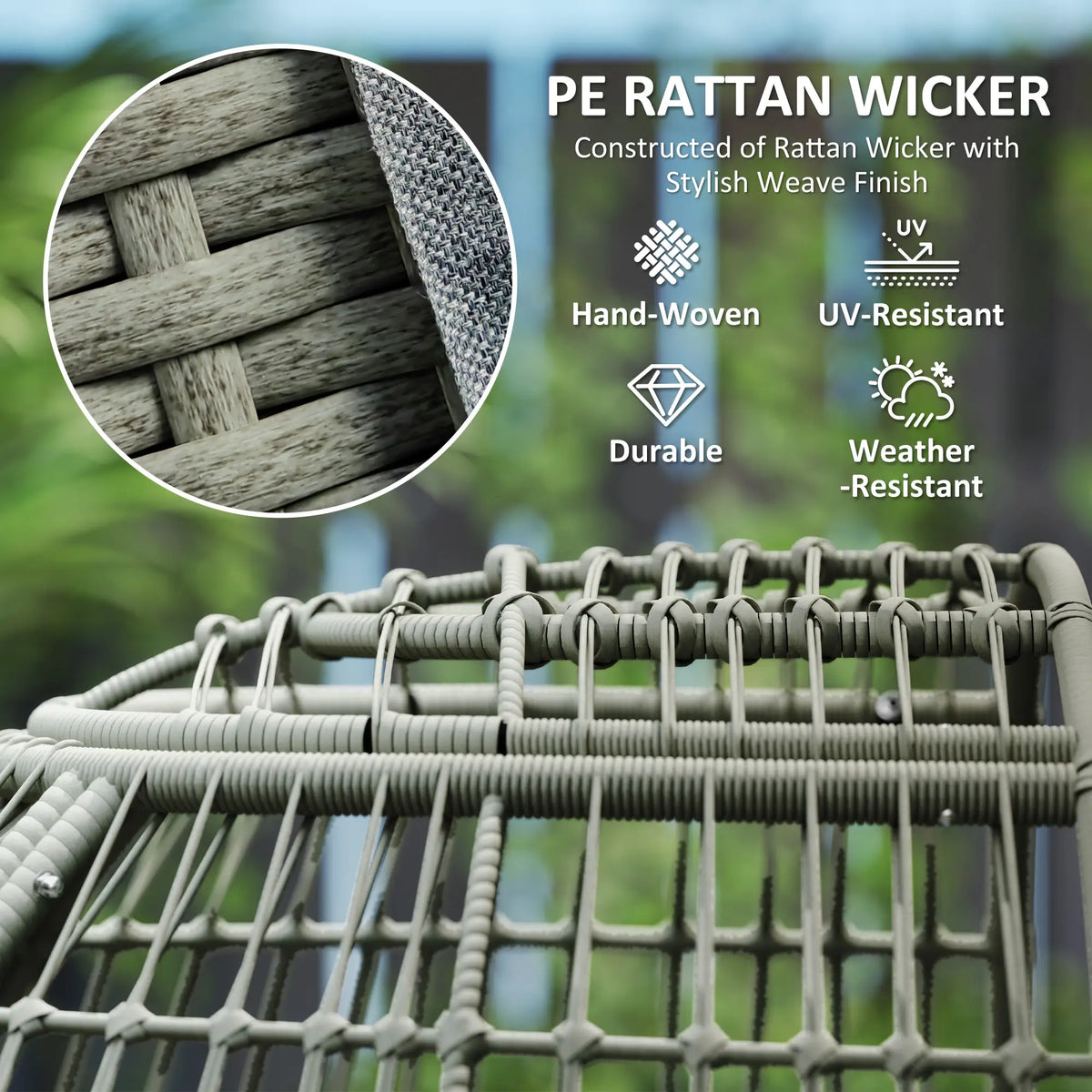 Outsunny Rattan Egg Chair with Cushions and Pillows, Charcoal Grey