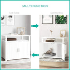 White wooden cat litter box enclosure with top usable as a side table