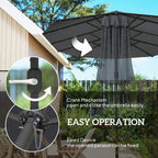 Dark grey patio umbrella with crank mechanism for easy open and close