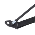 Tent pole end with anchor loop on dark green fabric base