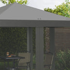 Light grey pop-up gazebo with dark mesh side curtains and open entrance
