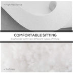 Grey seat cushion top close-up with smooth quilted padding and stitched edge