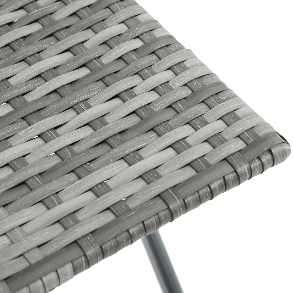 2-Seater Chair Bistro Set Garden Patio Table & Chair Black Rattan Furniture Grey - Bobobiy