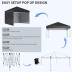 Black pop up gazebo tent with easy setup pop-up frame and sidewalls